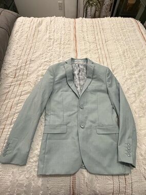 Men's Light Mint Green Blazer - Classic Two-Button Jacket